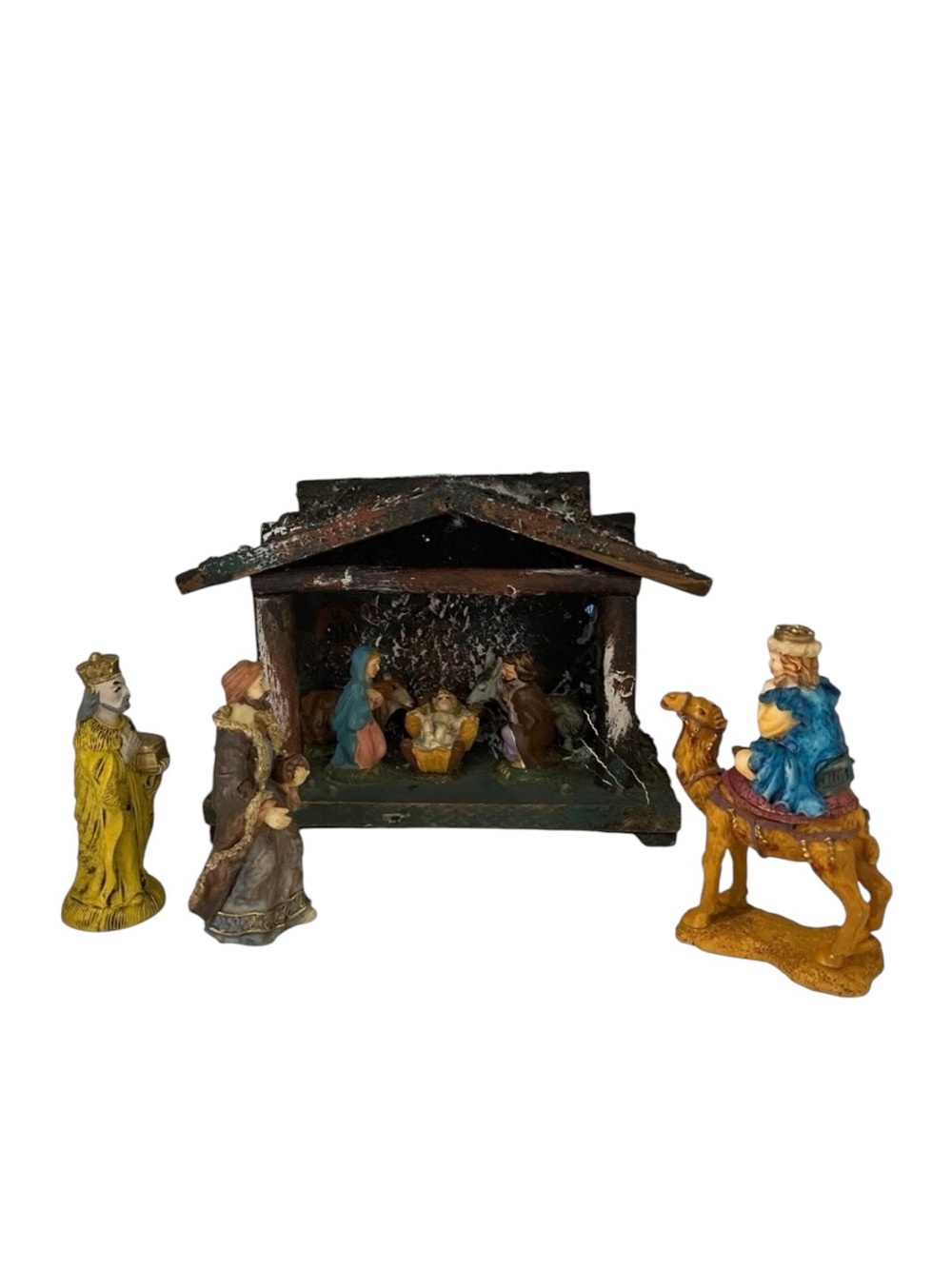 Vintage nativity set Scene and 3 wise men figurines made in Italy Jesus crêche